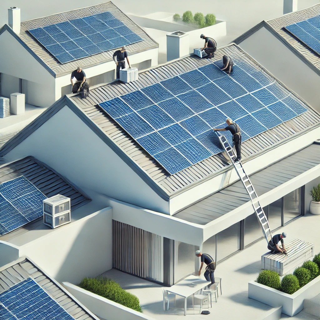 Installation professionnelle de panneaux solaires sur une toiture